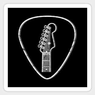 S-Style Guitar Headstock Outlines Guitar Pick Dark Theme Magnet